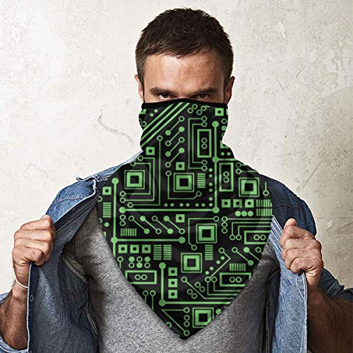 N/A Evil Robot Circuit Board Extra Large Green by RobyrikerWarm neckBalaclavaSoft fleeceHeaddressWinter Scarf Face Mask