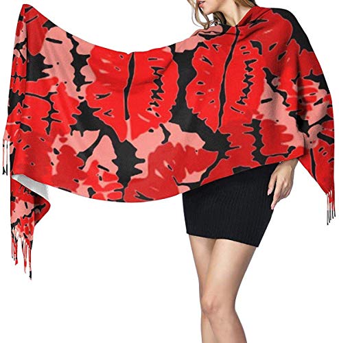 N/A Pintalabios Rojos para el día de San Valentín para Mujer, pañuelo Grande y Sedoso, Cachemira