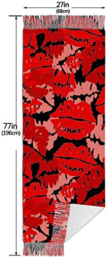 N/A Pintalabios Rojos para el día de San Valentín para Mujer, pañuelo Grande y Sedoso, Cachemira