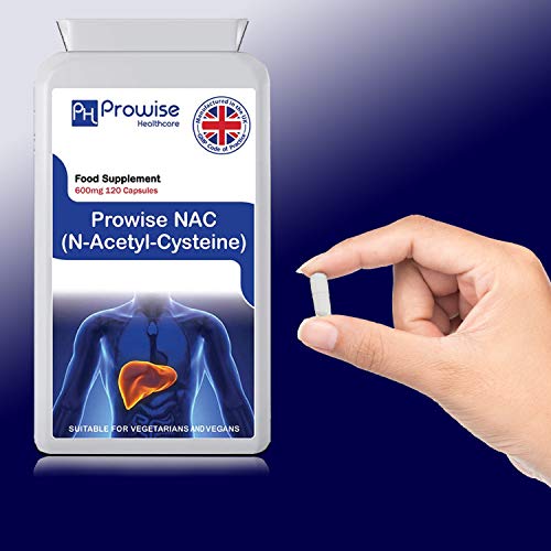 NAC N-Acetil-Cisteína 600 mg 120 cápsulas - Fabricado en el Reino Unido | Estándares GMP de Prowise Healthcare | Apto para vegetarianos y veganos.