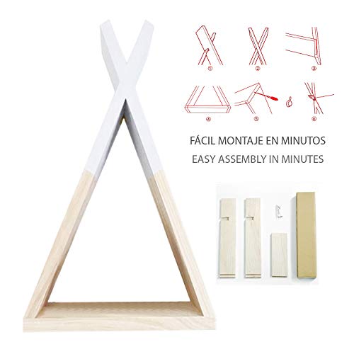 Nacnic Estanteria de Pared Estilo nordico Blanca. Estante Triangulo de Madera. Estante habitacion Infantil, Salon, Bebe. Almacenamiento estanteria Triangular de Madera. Grande