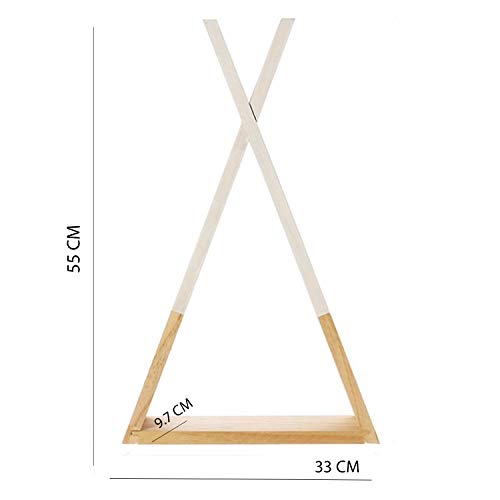Nacnic Estanteria de Pared Estilo nordico Blanca. Estante Triangulo de Madera. Estante habitacion Infantil, Salon, Bebe. Almacenamiento estanteria Triangular de Madera. Grande