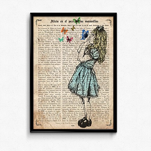 Nacnic Lámina para enmarcar Alicia con Mariposas Laminas para enmarcar. Regalo inolvidable para una Amiga. Papel 250 Gramos