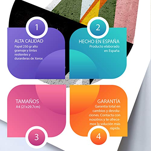 Nacnic Set de 4 láminas para enmarcar, Cuatro Posters con imágenes de Montañas geométricas. Láminas Estilo nordico. Decoración de hogar. (A4)