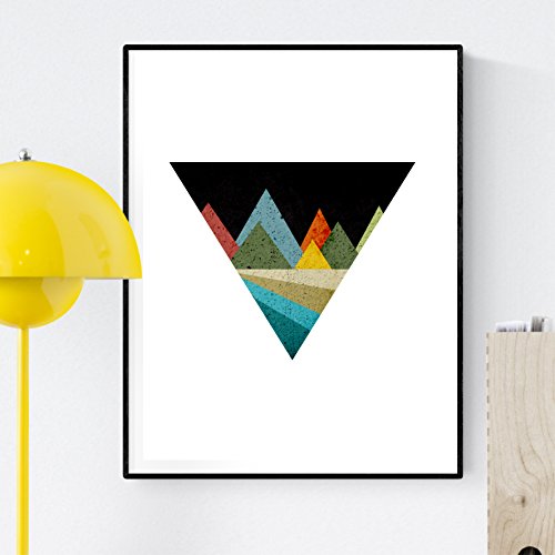Nacnic Set de 4 láminas para enmarcar, Cuatro Posters con imágenes de Montañas geométricas. Láminas Estilo nordico. Decoración de hogar. (A4)