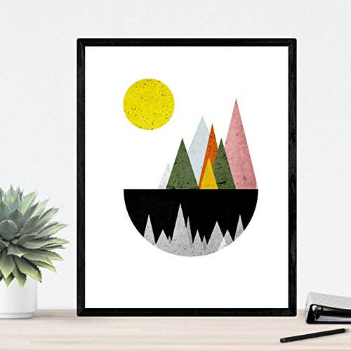 Nacnic Set de 4 láminas para enmarcar, Cuatro Posters con imágenes de Montañas geométricas. Láminas Estilo nordico. Decoración de hogar. (A4)