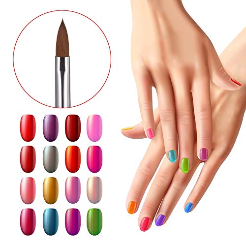 Nail Art Brush 3D Pinceles de pintura para uñas Acrílico Kolinsky Sable Hair con colorido Plating Handle Pen 10# (Cepillo de uñas acrílico 10#)