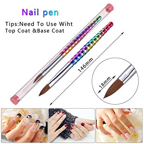 Nail Art Brush 3D Pinceles de pintura para uñas Acrílico Kolinsky Sable Hair con colorido Plating Handle Pen 10# (Cepillo de uñas acrílico 10#)