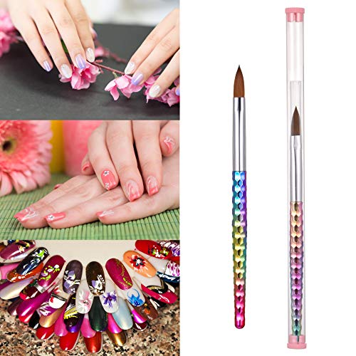 Nail Art Brush 3D Pinceles de pintura para uñas Acrílico Kolinsky Sable Hair con colorido Plating Handle Pen 10# (Cepillo de uñas acrílico 10#)