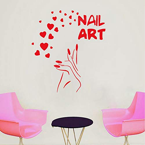 Nails Art Nail Salon Manicure Pedicure Vinilo Pegatinas de pared para Salón de Belleza Peinado Maquillaje Pegatina Vinilos para ventana 42x46cm