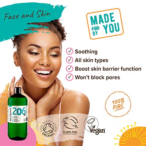 Naissance Aceite Vegetal de Semillas de Cáñamo BIO n. º 206 – 1 Litro - 100% puro, prensado en frío, virgen, certificado ecológico, vegano y no OGM