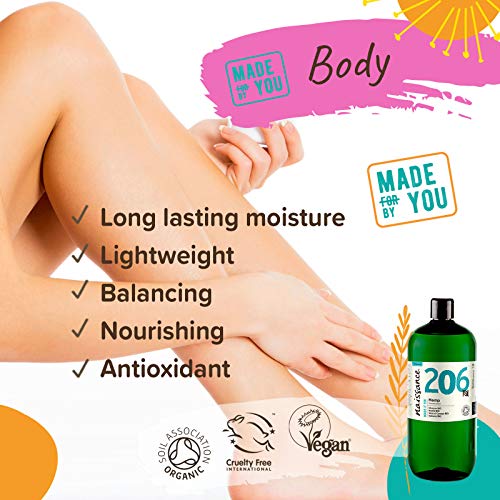 Naissance Aceite Vegetal de Semillas de Cáñamo BIO n. º 206 – 1 Litro - 100% puro, prensado en frío, virgen, certificado ecológico, vegano y no OGM