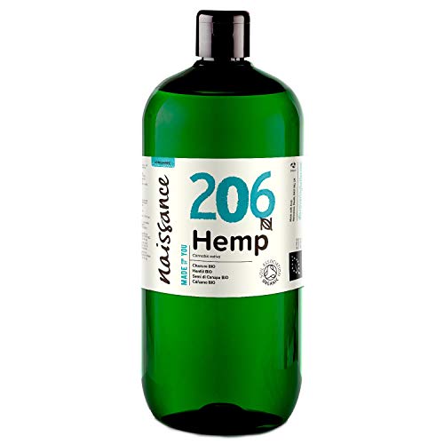 Naissance Aceite Vegetal de Semillas de Cáñamo BIO n. º 206 – 1 Litro - 100% puro, prensado en frío, virgen, certificado ecológico, vegano y no OGM
