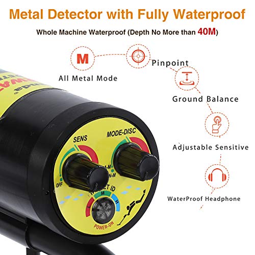 Nalanda Detector de metales PinPointer con todos los modos de metal y DISC, alta sensibilidad, sensibilidad ajustable, bobina impermeable y auriculares para Gold Digger Treasure Hunter