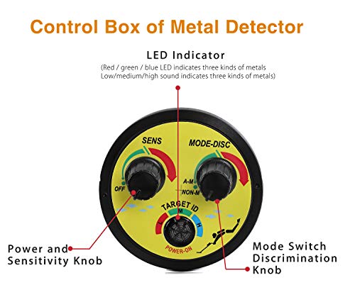 Nalanda Detector de metales PinPointer con todos los modos de metal y DISC, alta sensibilidad, sensibilidad ajustable, bobina impermeable y auriculares para Gold Digger Treasure Hunter