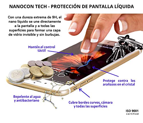NanoCon Protector de Pantalla Nano de Cristal Líquido, Nanotecnología 9H Protección Duradera Anti-Arañazos, Anti-Bacteriano, Ideal Para Móvil, Tableta, Monitor y Reloj Inteligente