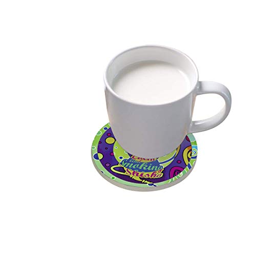 Nargile Shisa Abstract - Juego de posavasos redondos absorbentes de cerámica para bebidas, para casa, oficina, bar, cocina (juego de 1), cerámica, multicolor, Set of 1