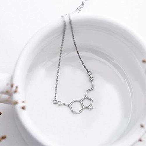 Naswi Personalidad Moda Geométrica 925 Joyería de Plata esterlina No alérgica Abeja Hexagonal Collares Colgantes de Panal 45cm con Cadena