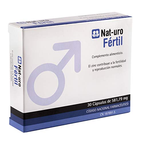 Nat-uro Fértil - Producto natural para la fertilidad masculina y reproducción a base de Astaxntina, Ácido D-Aspártico y Zinc - 30 cápsulas