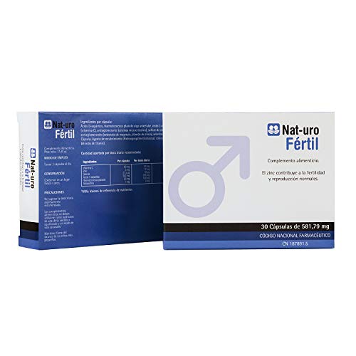 Nat-uro Fértil - Producto natural para la fertilidad masculina y reproducción a base de Astaxntina, Ácido D-Aspártico y Zinc - 30 cápsulas