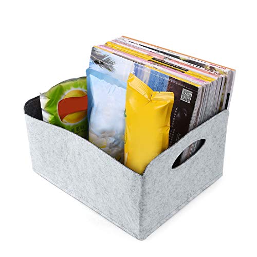 Nati Fieltro Cesta de Almacenamiento Plegable Caja de Almacenaje para Libro Revista Juguete Contenedor Sin Tapa Organizador con Asas para Bebé Habitación 30x24x14.5cm / 11.8x9.4x5.7inches