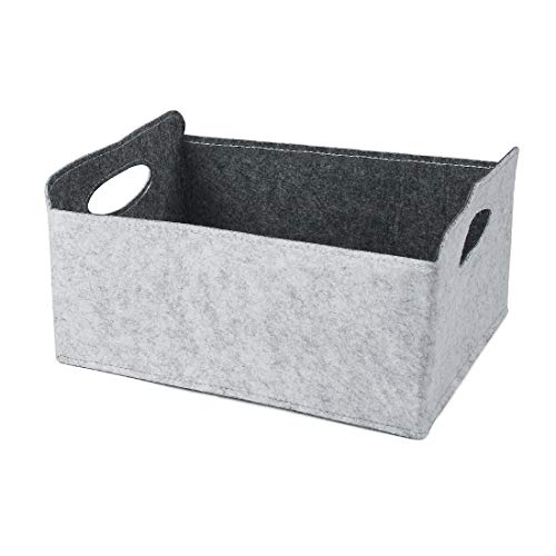 Nati Fieltro Cesta de Almacenamiento Plegable Caja de Almacenaje para Libro Revista Juguete Contenedor Sin Tapa Organizador con Asas para Bebé Habitación 30x24x14.5cm / 11.8x9.4x5.7inches