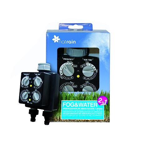 Natrain Programador Nebulización y Riego, Negro, 12x11x22 cm, Fog&Water