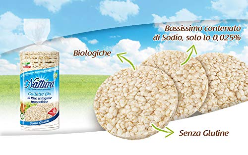 Nattura Tortas de Arroz Orgánicas Redondas sin Gluten Fuente de fibra - 12 x 130 Gramos