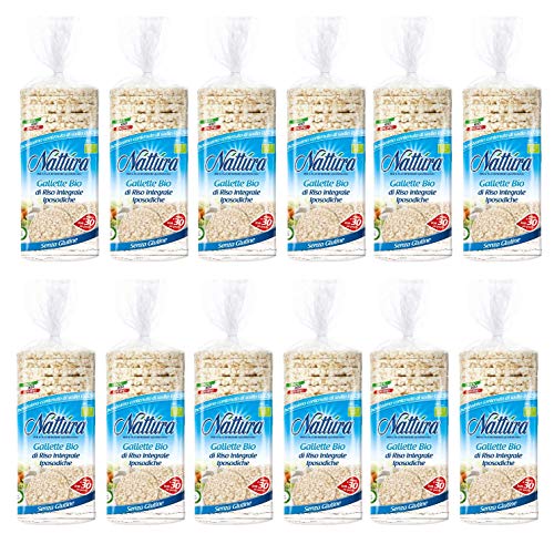 Nattura Tortas de Arroz Orgánicas Redondas sin Gluten Fuente de fibra - 12 x 130 Gramos