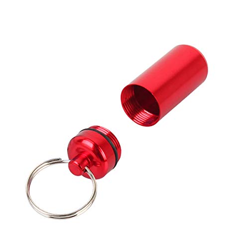 NATUCE 6PCS P llaveros pastilleros estancos, Caja de Pastillas de aleación de Aluminio, astillero Píldoras Llavero Caja Botella Contenedor De Aluminio, Impermeable Mini Pastillero para la Medicación