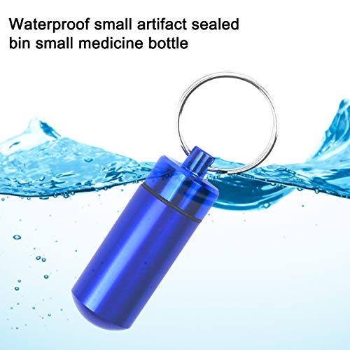 NATUCE 6PCS P llaveros pastilleros estancos, Caja de Pastillas de aleación de Aluminio, astillero Píldoras Llavero Caja Botella Contenedor De Aluminio, Impermeable Mini Pastillero para la Medicación
