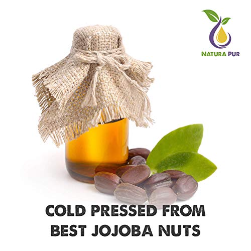NATURA PUR Aceite de Jojoba Puro Bio 120 ml - Aceite Vegetal 100% Orgánico, Prensado en Frío, Vegano de Israel - Sérum Antiedad, Antiarrugas Facial y Corporal Para Cabello, Piel, Uñas y Barba