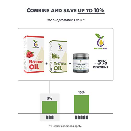 NATURA PUR Aceite de Jojoba Puro Bio 120 ml - Aceite Vegetal 100% Orgánico, Prensado en Frío, Vegano de Israel - Sérum Antiedad, Antiarrugas Facial y Corporal Para Cabello, Piel, Uñas y Barba