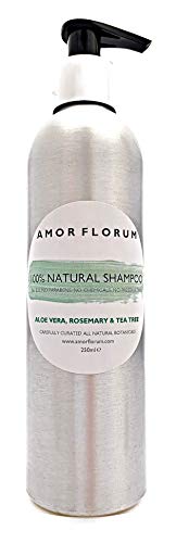 NATURAL - CHAMPÚ - ALOE VERA, ROMERO Y ÀRBOL DEL TÈ - 250 ml - por AMOR FLORUM - Sin Sulfatos, Sin Parabenos, Sin Silicona. Concentrado, Fàcil de Enjuagar.
