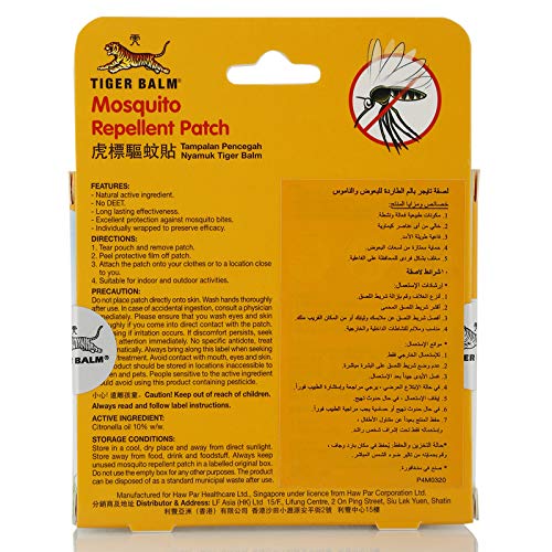 Natural Repelente de mosquitos parche diseño de tigre marca, 10 unidades individual wrapped-safe para bebé children-for al aire libre, jardín, Camping, Picnic, vacation-product de Singapur