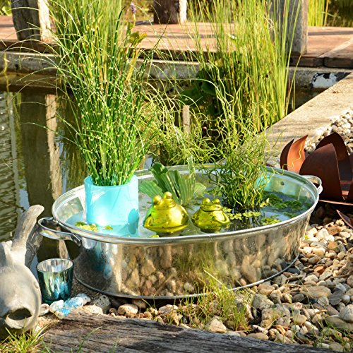 Nature by Kolibri - Bandeja de zinc grande ovalada, se puede utilizar como maceta para flores de jardín, decoración para el espacio de bebidas, bañera, 27 L