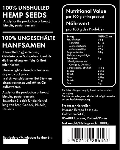 Nature Diet - Semillas de cáñamo, 1 kg