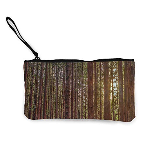 Nature Redwood Forest in California Canvas Cash Coin Purse Makeup Bag Pulseras para teléfonos móviles con Correa para la muñeca