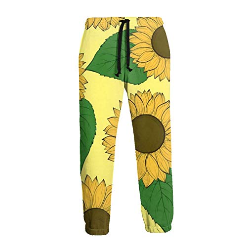 Nature Sunflowers Pantalones para Hombre Pantalones Deportivos elásticos con Bolsillos Pantalones Deportivos Deportivos, L