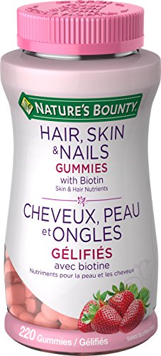 Nature's Bounty Optimal Solutions Hair, Skin and Nails Gummies 220 Count With Biotin Strawberry Flavored