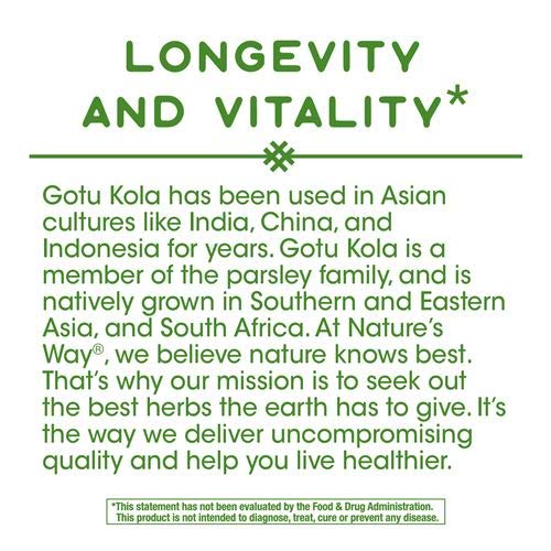 NATURE'S WAY Hierba centella asiática - Camino de la Naturaleza, 180 cápsulas