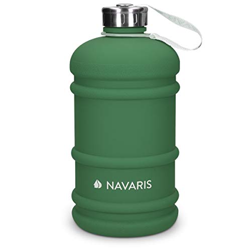 Navaris Botella Deportiva XXL - Bidón de Agua sin BPA - Cantimplora con Tapa y asa - Garrafa Grande de 2.2 litros para Fitness Ciclismo Senderismo