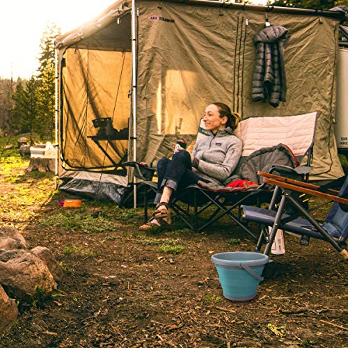 Navaris Cubo Plegable para Camping - Balde de Agua con asa de 10 L para Fregar Lavar Limpieza - Barreño Flexible para Viaje Playa Pesca - Azul y Gris