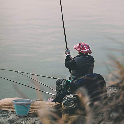 Navaris Cubo Plegable para Camping - Balde de Agua con asa de 10 L para Fregar Lavar Limpieza - Barreño Flexible para Viaje Playa Pesca - Azul y Gris