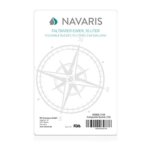 Navaris Cubo Plegable para Camping - Balde de Agua con asa de 10 L para Fregar Lavar Limpieza - Barreño Flexible para Viaje Playa Pesca - Azul y Gris