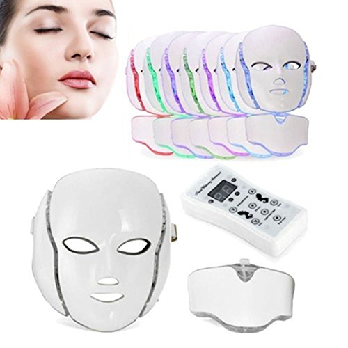 NBD® 7 Color LED máscara Light Therapy LED máscara Photon con cuello, Beaut Facial el cuidado de rajeunissement de la piel fototerapia Tratamiento máscara