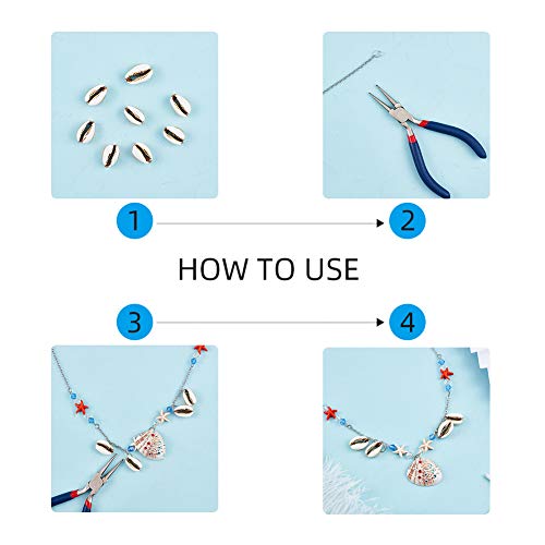 NBEADS Concha Blanca, 50 Pieza de Cuentas de Concha con Esmalte Dorado Cowrie para Hacer Collares Y Pulseras, 18X13X7Mm