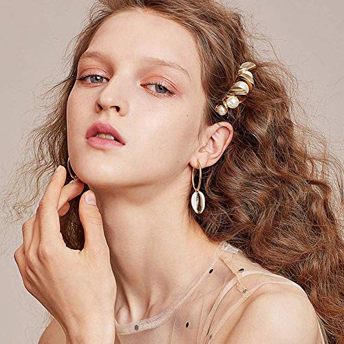 NBEADS Concha Blanca, 50 Pieza de Cuentas de Concha con Esmalte Dorado Cowrie para Hacer Collares Y Pulseras, 18X13X7Mm