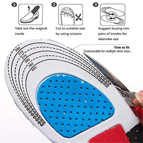 N/D Plantillas ortopédicas Plantillas de zapatos para fascitis plantar Soporte de arco para plantar, insertar pie ortopédico acolchado de longitud completa ajustable (25,5 cm)