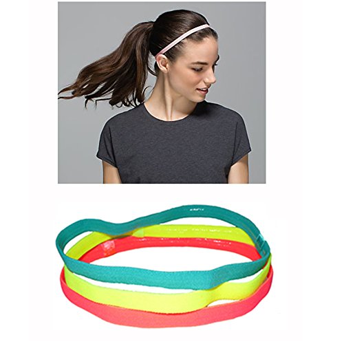 Ndier Sport Cintas para el Pelo, Juego de 5 pcs Cintas Colores y elásticas Diademas Bandas de Hombres y Mujeres para Yoga